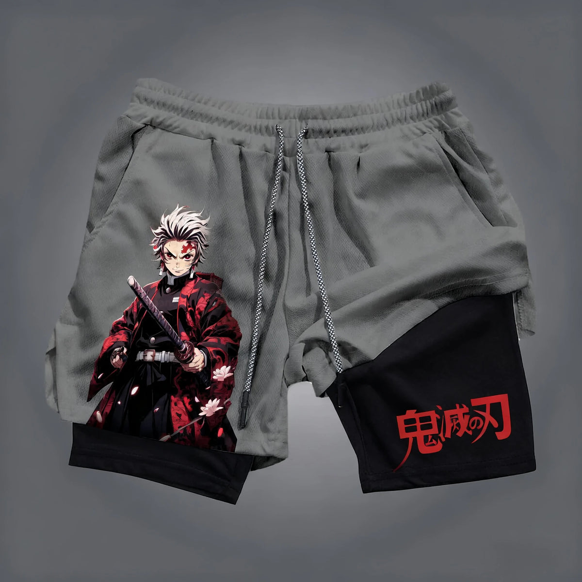 Demon Slayer Double-Layer Sports Shorts – Anime Print