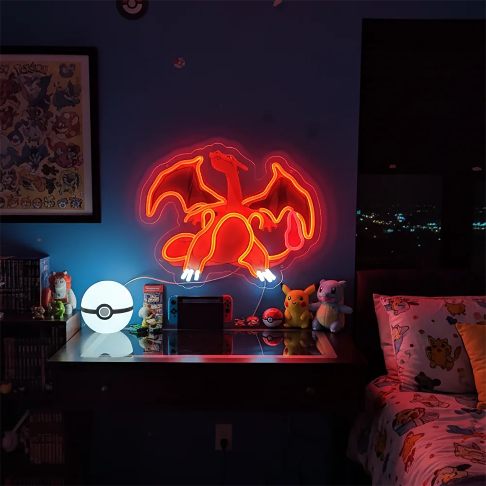 Pokémon & Dragon Ball Neon LED Light – Anime Wall Art