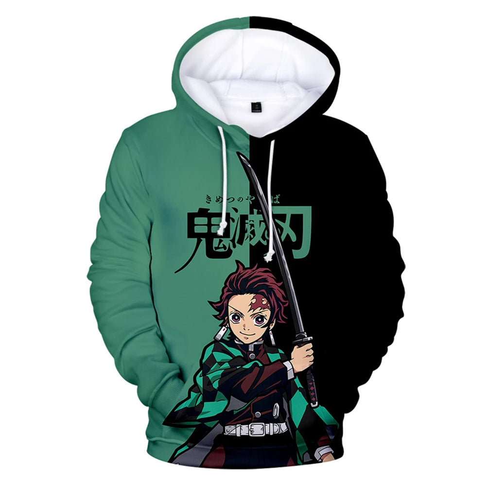 Anime 3D Print Oversized Hoodie – Y2K Pullover