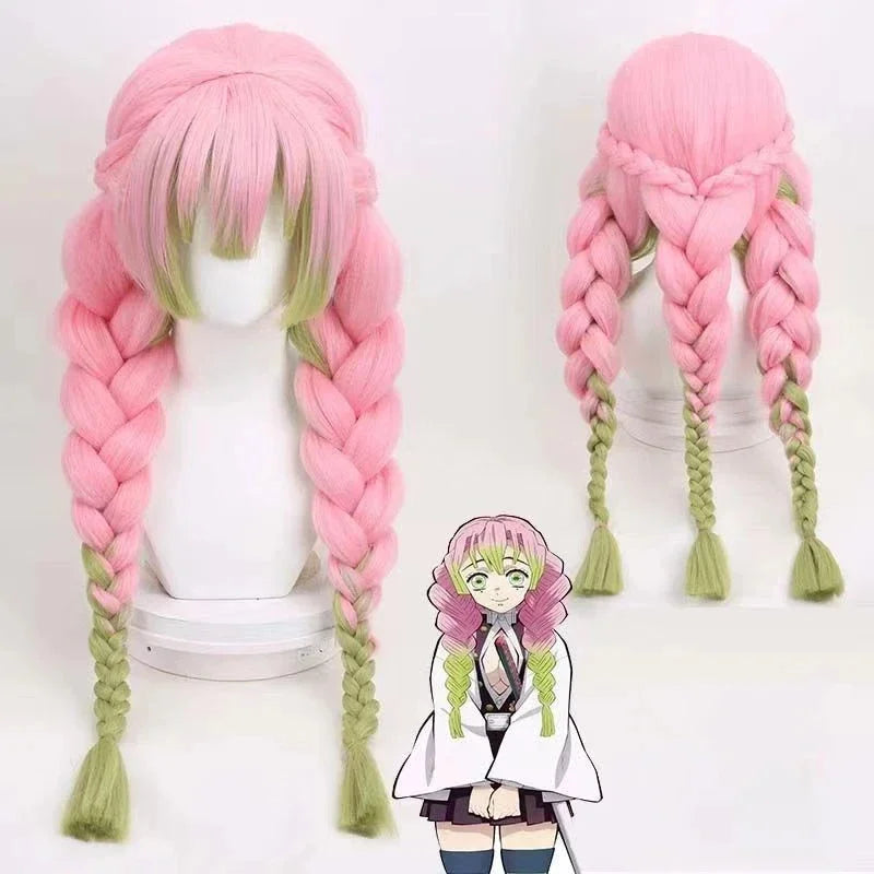 Mitsuri Kanroji Cosplay Wig – Demon Slayer Pink Green Wig
