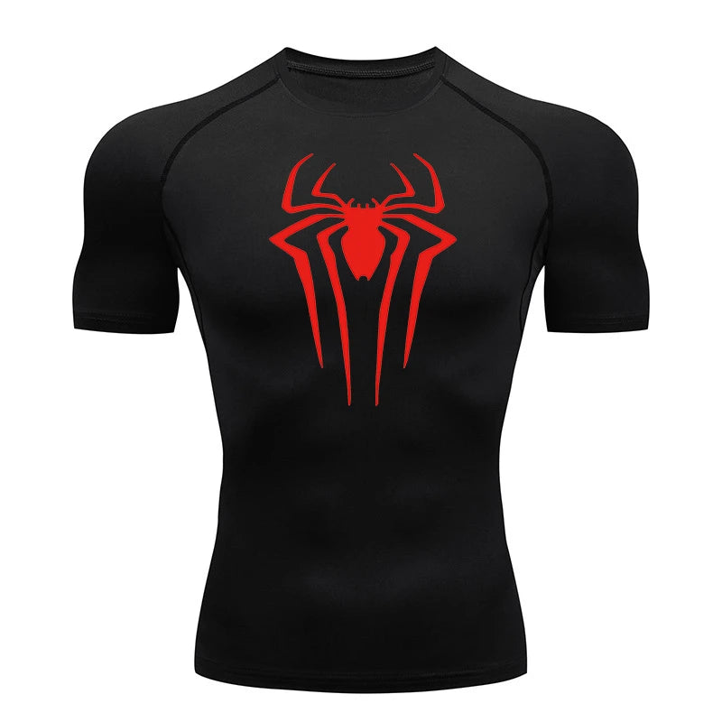 Spider Print Compression Gym Shirt – Quick Dry