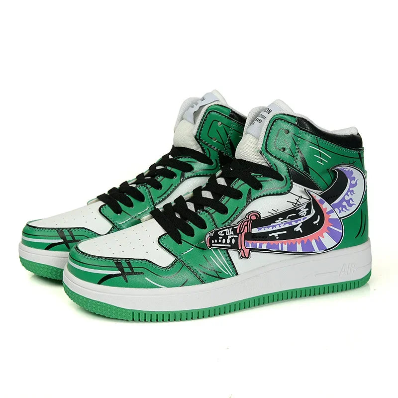 Purple Anime High-Top Sneakers – Streetwear Shoes
