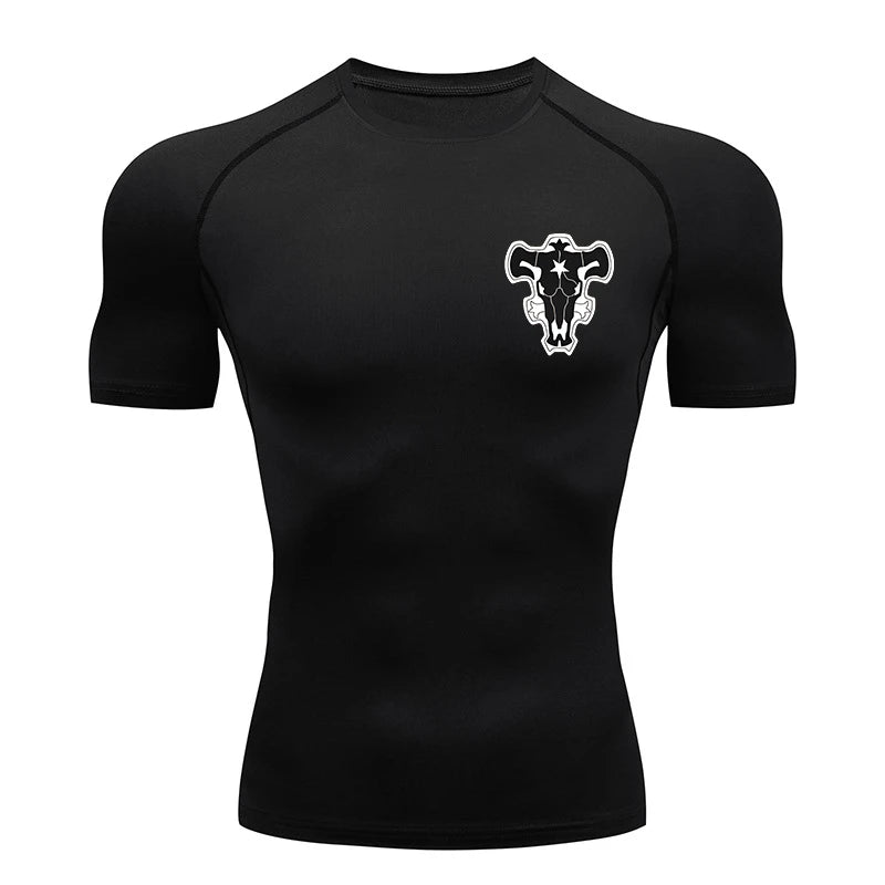Bull Print Compression Gym Shirt – Quick Dry
