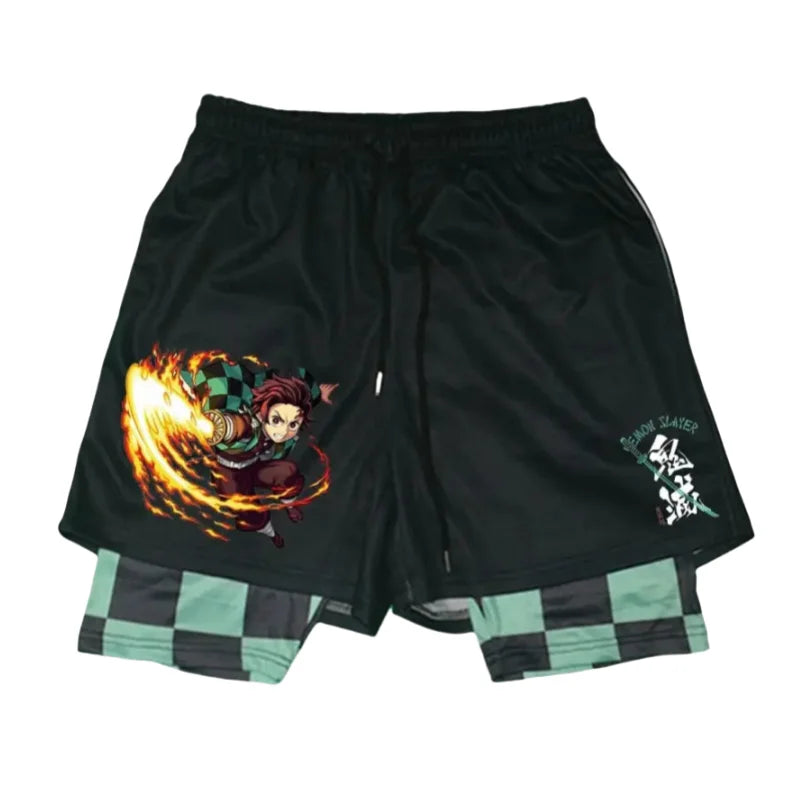 Demon Slayer Symbols Double-Layer Gym Shorts