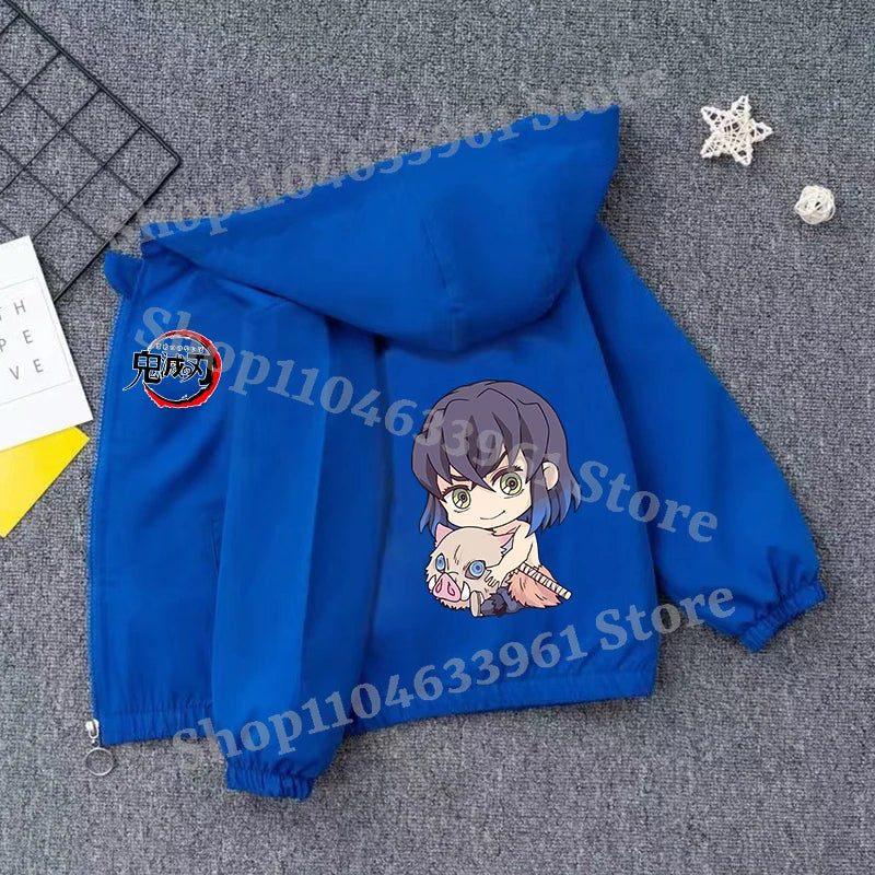 Demon Slayer Kids Windbreaker – Anime Sweatshirt Jacket