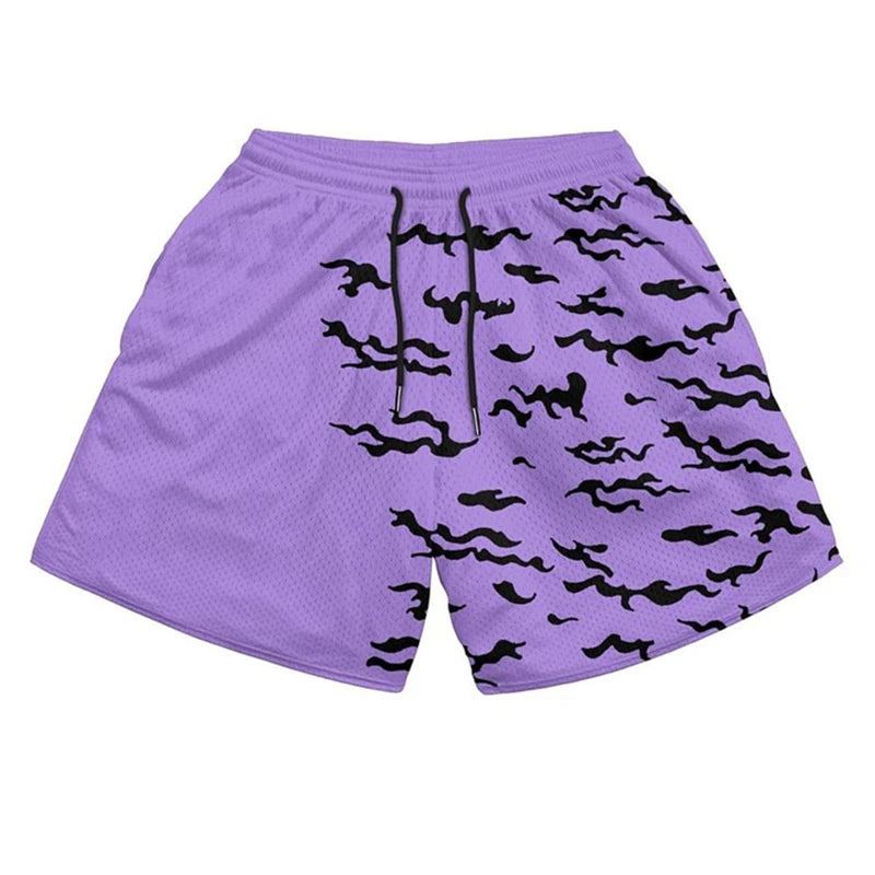 Anime 3D Print Gym Shorts with Pockets