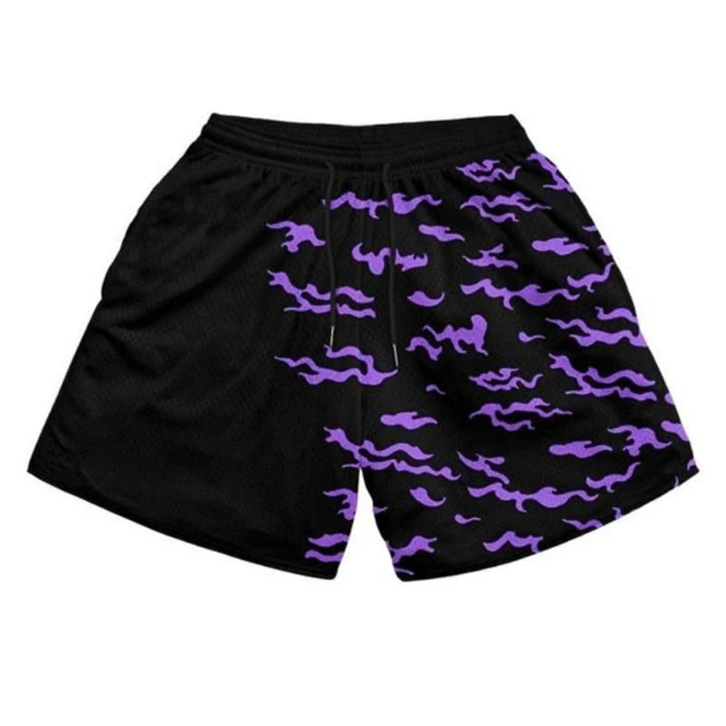 Anime 3D Print Gym Shorts with Pockets