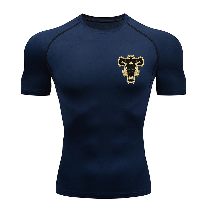 Bull Print Compression Gym Shirt – Quick Dry