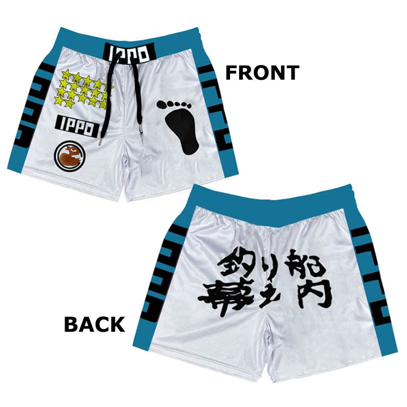 Anime 3D Print Gym Shorts with Pockets