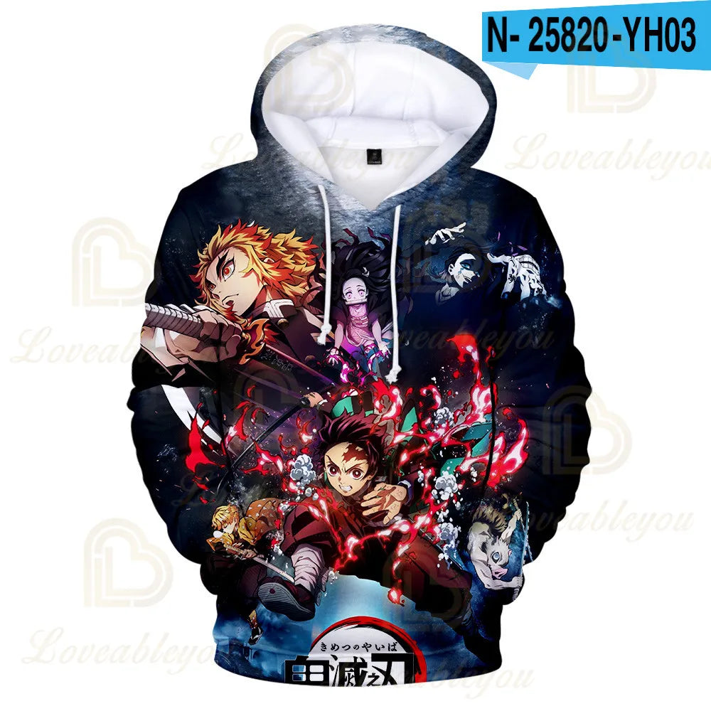 Shinobu & Rengoku 3D Hoodie – Demon Slayer Anime Sweatshirt