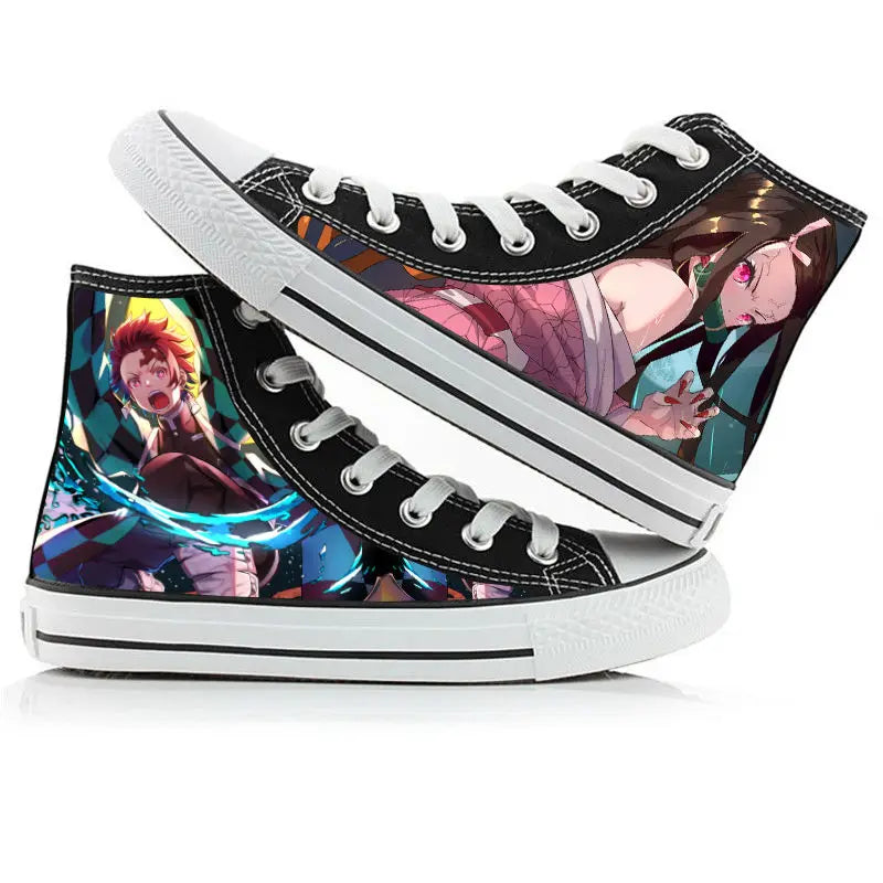 Demon Slayer Canvas Sneakers – Hand-Painted High-Top Shoes