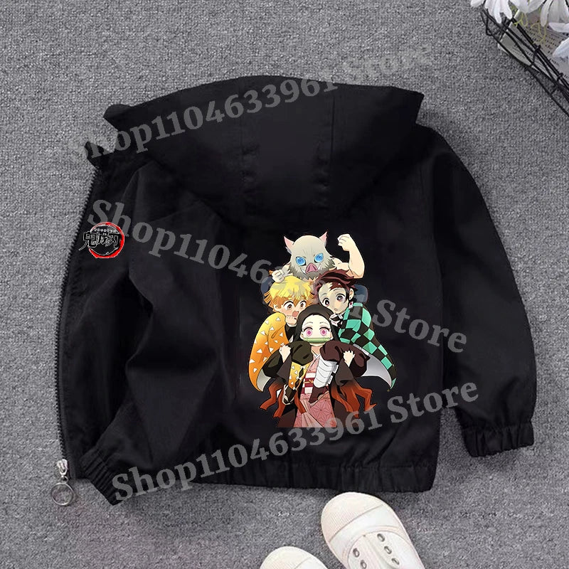 Demon Slayer Kids Windbreaker – Anime Sweatshirt Jacket