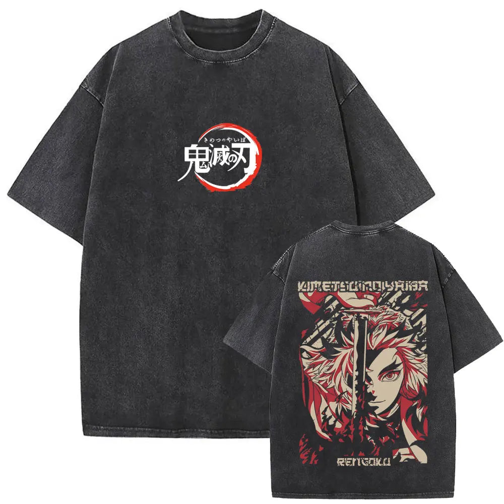 Demon Slayer Vintage Graphic T-Shirt – Oversized Anime Streetwear
