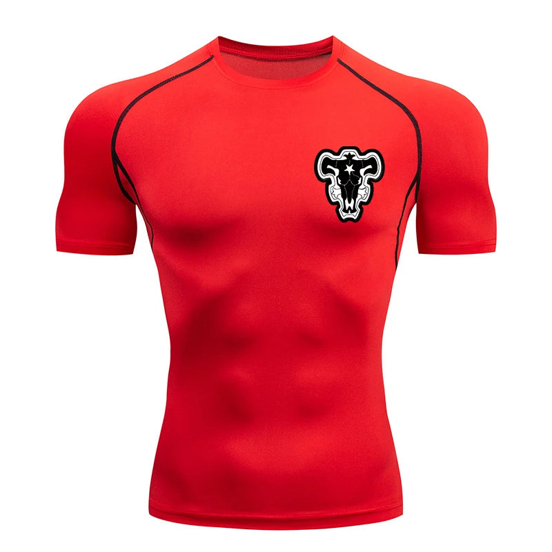 Bull Print Compression Gym Shirt – Quick Dry