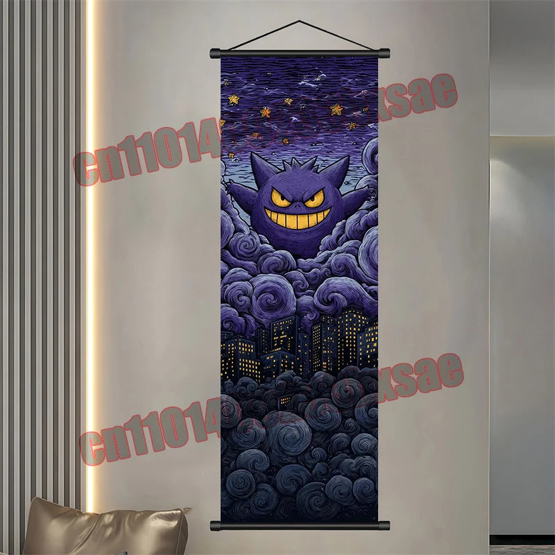 Pokémon Scroll Poster – Gengar, Eevee & Pikachu Wall Art