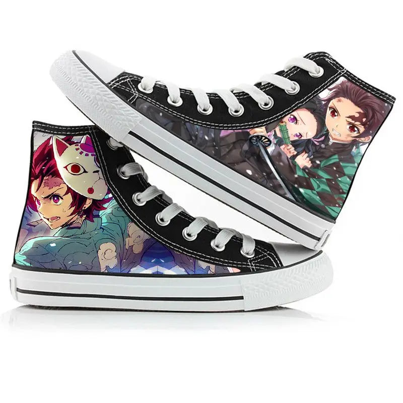 Demon Slayer Canvas Sneakers – Hand-Painted High-Top Shoes