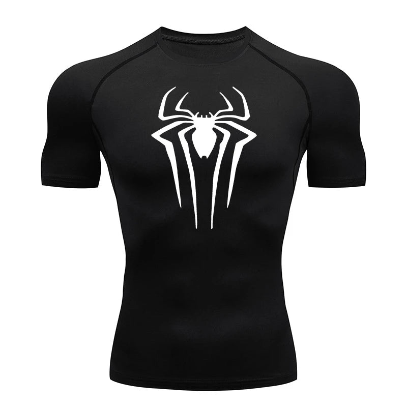 Spider Print Compression Gym Shirt – Quick Dry
