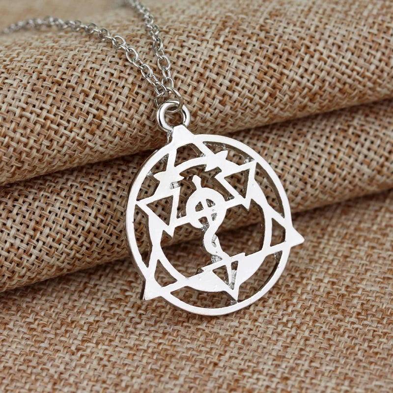 Anime Fullmetal Alchemist Metal Pendant Necklace Edward Elric Logo Necklace Cosplay Props Backpack Jewelry Accessories