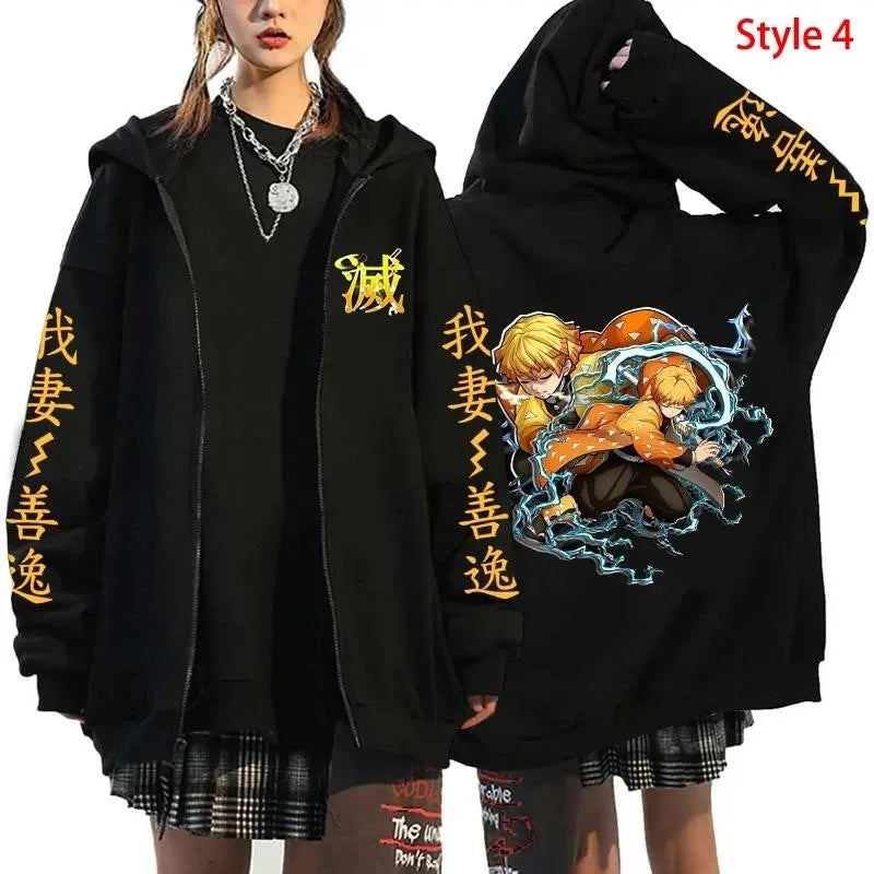 Zenitsu & Kaigaku Zip Hoodie – Demon Slayer Oversized Coat