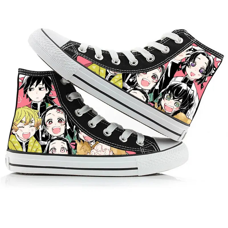 Demon Slayer High-Top Sneakers – Hand-Painted Anime Shoes