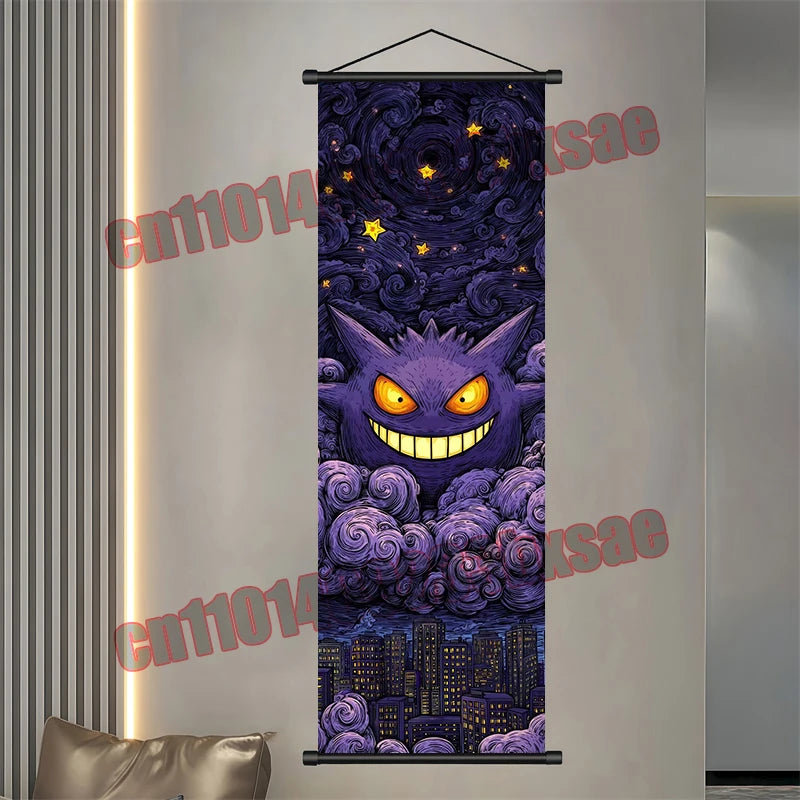 Pokémon Scroll Poster – Gengar, Eevee & Pikachu Wall Art