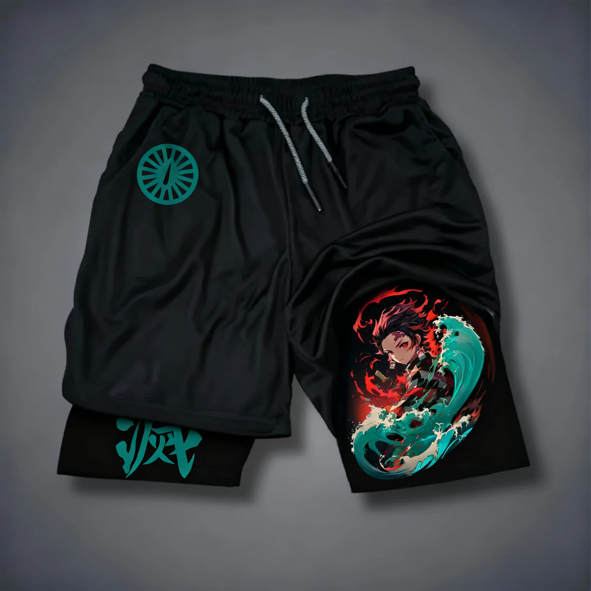 Demon Slayer Double-Layer Sports Shorts – Anime Print
