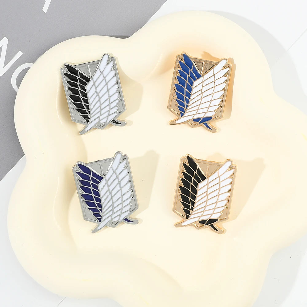 Japanese Anime Attack ON Titan Enamel Pin Eren Jaeger Mikasa Ackerman Jiyuu No Tsubasa Cartoon Brooch Lapel Badge Gift Wholesale
