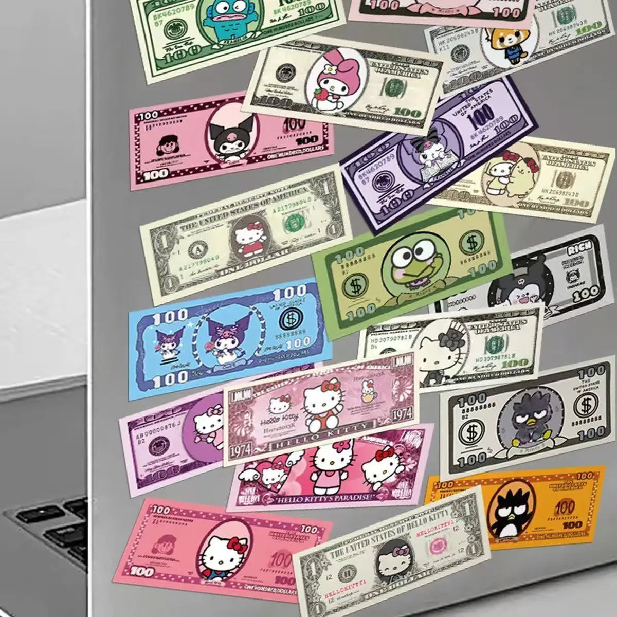 Hello Kitty & Kuromi Money Stickers – 50pcs Kawaii Decals