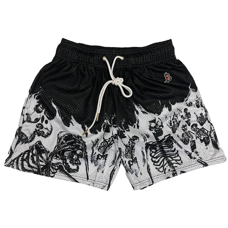 Skull Print Men's Casual Shorts – Streetwear