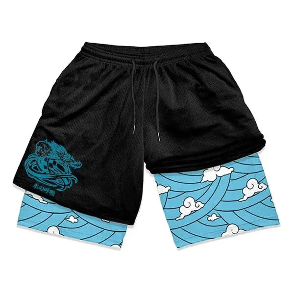 Demon Slayer Symbols Double-Layer Gym Shorts