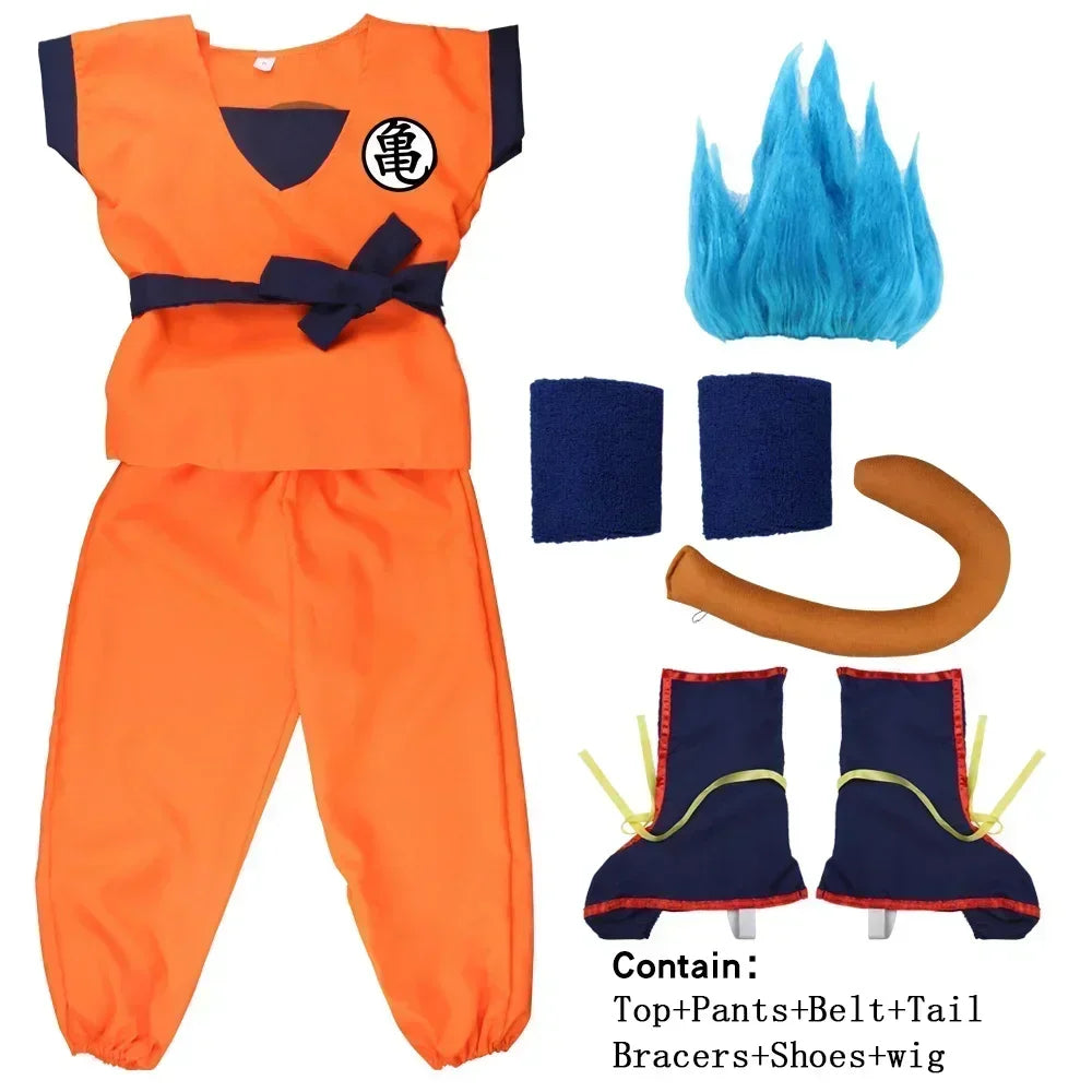 Goku Kids & Adult Cosplay Costume – Dragon Ball with Tail & Wig