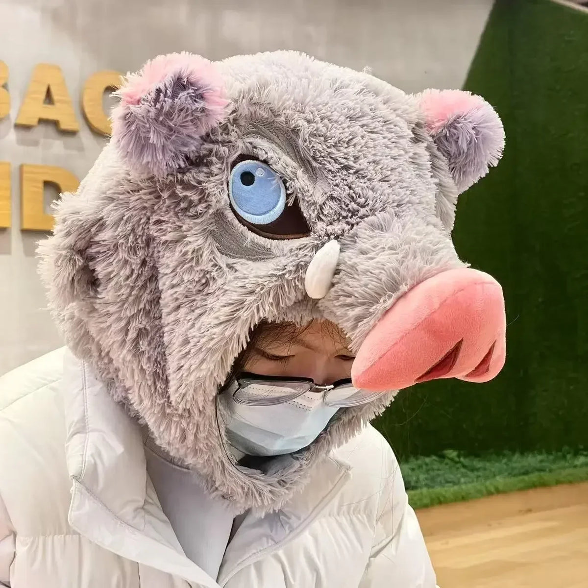 Inosuke Boar Head Plush Hat – Demon Slayer Cosplay Prop