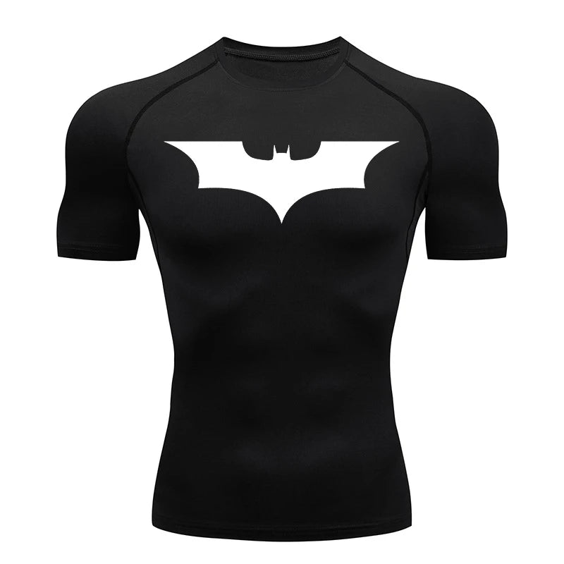 Bat Print Compression Gym Shirt – Quick Dry