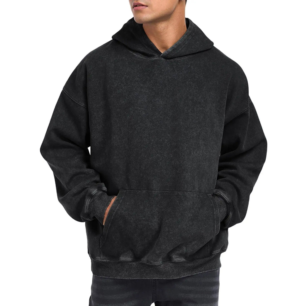 Men's Vintage Washed Cotton Hoodie Anime Demon Slayer Inosuke and Kanao Character Back Graphic with Sword Loose Y2K Hip Hop