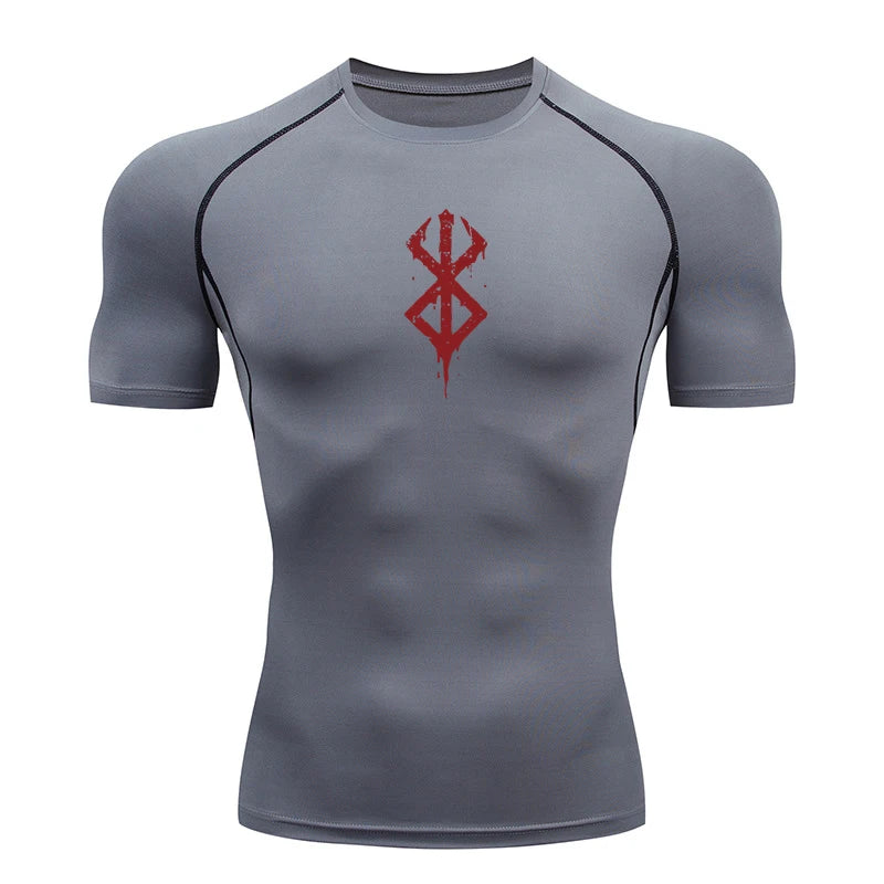 Anime Print Compression Gym Shirt – Quick Dry