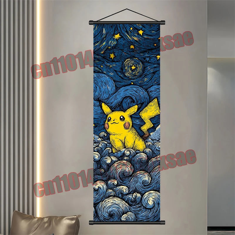 Pokémon Scroll Poster – Gengar, Eevee & Pikachu Wall Art