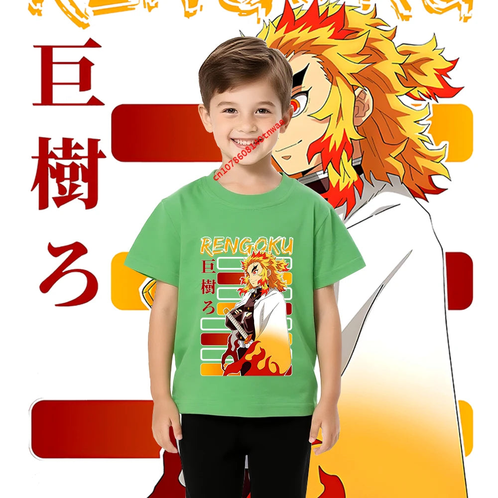 Rengoku Kyojuro Kids T-Shirt – Demon Slayer Cotton Tee
