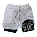 New Demon Slayer Anime Kibutsuji Muzan Printed Running Double Shorts Men Summer New Gym Sports Cycling Hiking New 2-in-1 Shorts
