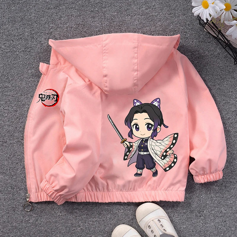 Demon Slayer Kids Windbreaker – Anime Sweatshirt Jacket