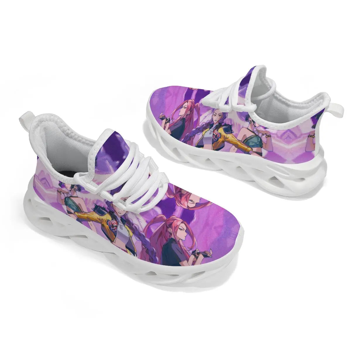 Family Shoes Anime Girls Pattern Casual Sports Shoes Lightweight Flying Woven Sports Sneakers Color-matching and Versatile