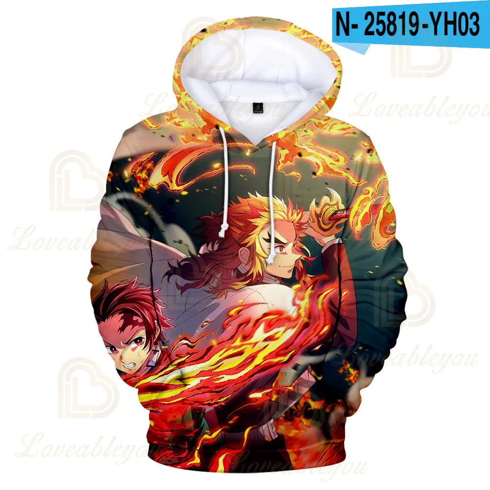 Shinobu & Rengoku 3D Hoodie – Demon Slayer Anime Sweatshirt