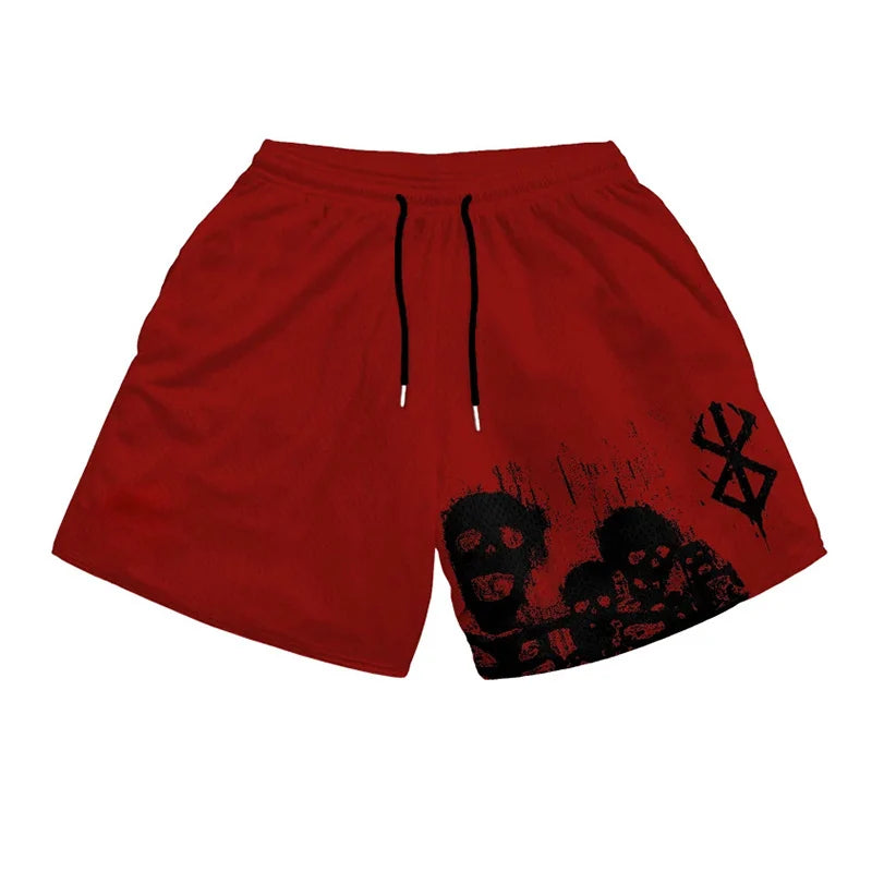 Anime 3D Print Gym Shorts with Pockets