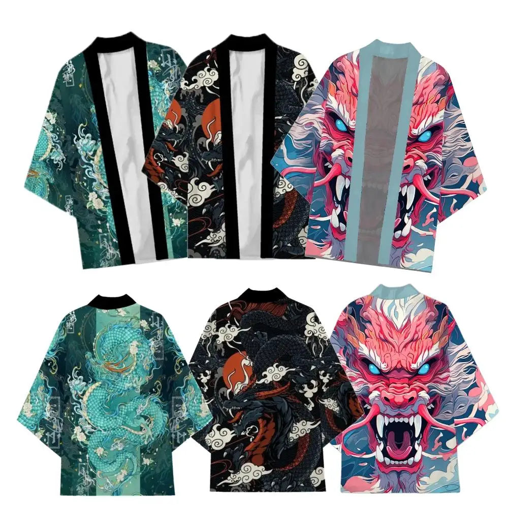 Green Dragon Haori Kimono – Japanese Samurai Cardigan