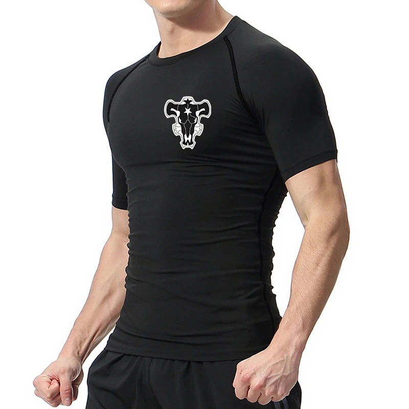 Bull Print Compression Gym Shirt – Quick Dry