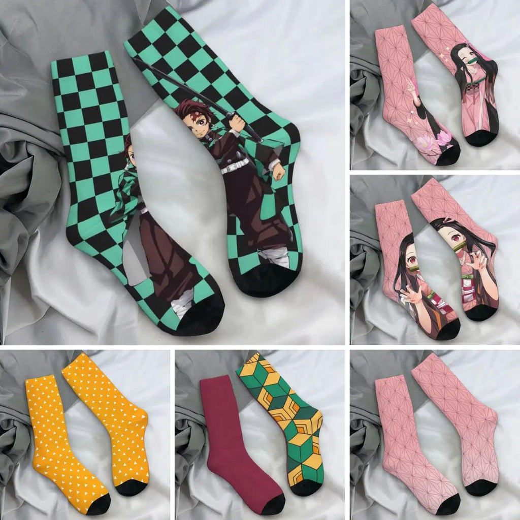 Demon Slayer Anime Crew Socks – Retro Pattern