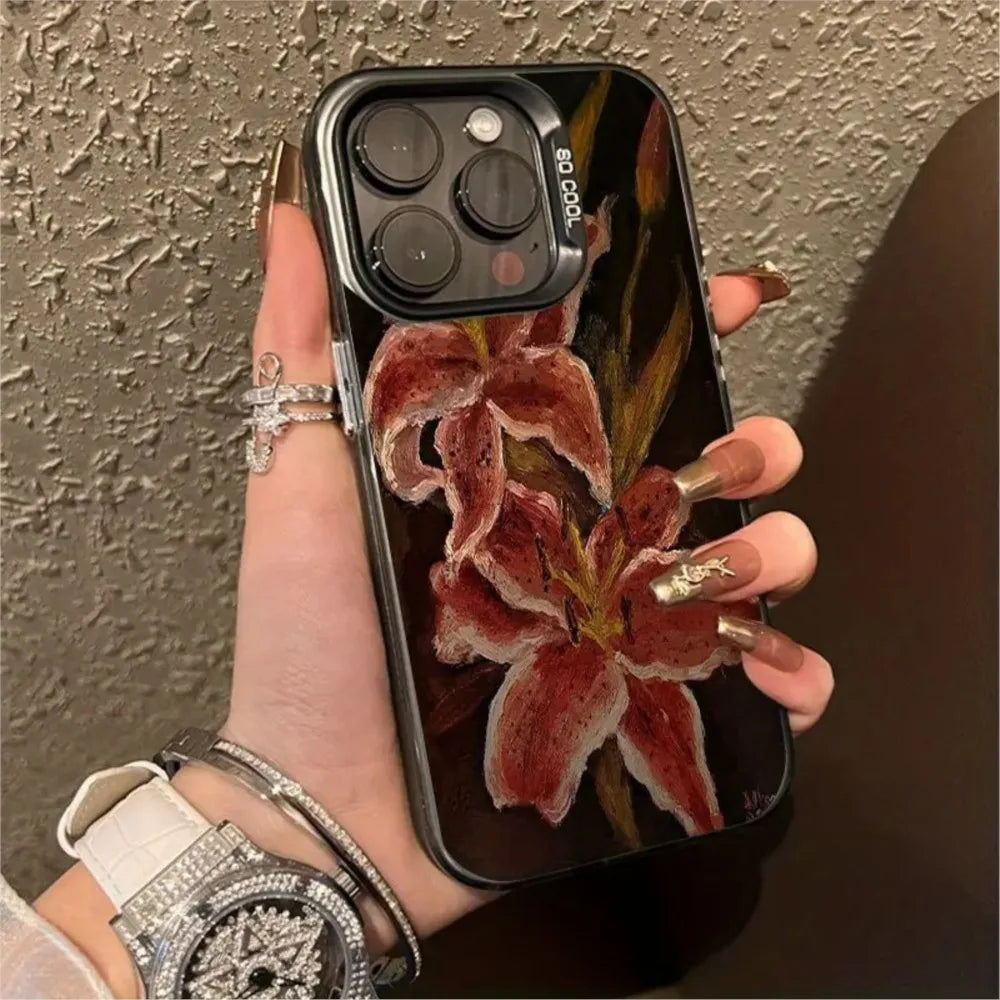 Painted Lily Flower iPhone Case – Hard Cover