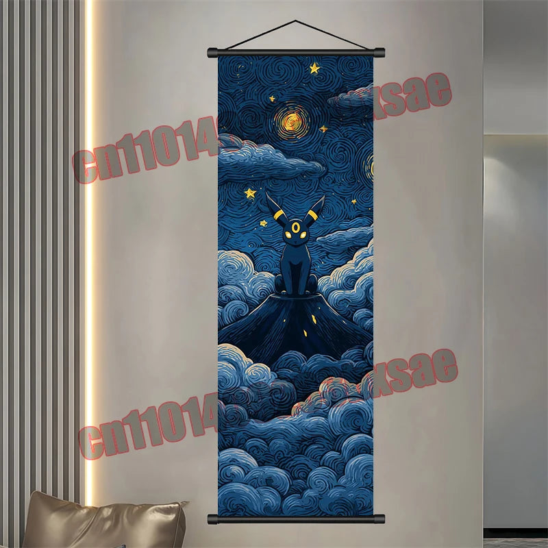 Pokémon Scroll Poster – Gengar, Eevee & Pikachu Wall Art