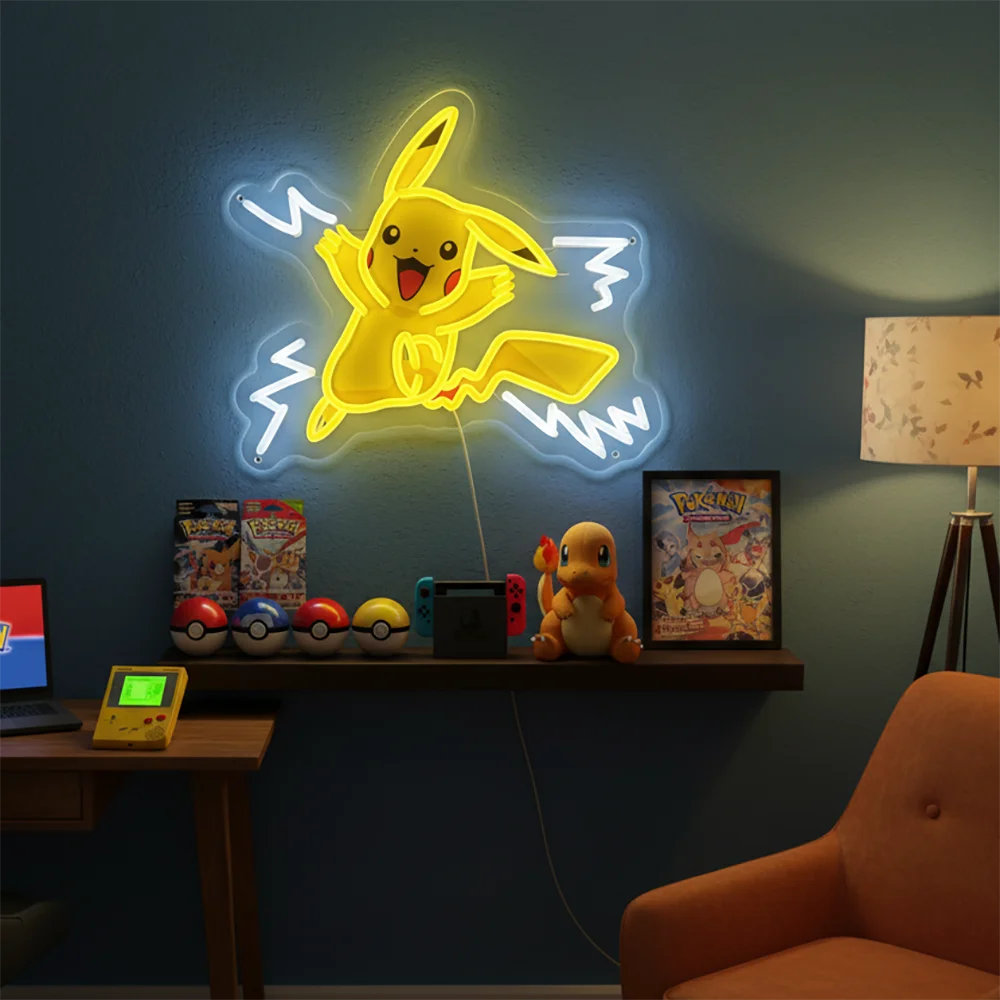 Pokémon & Dragon Ball Neon LED Light – Anime Wall Art