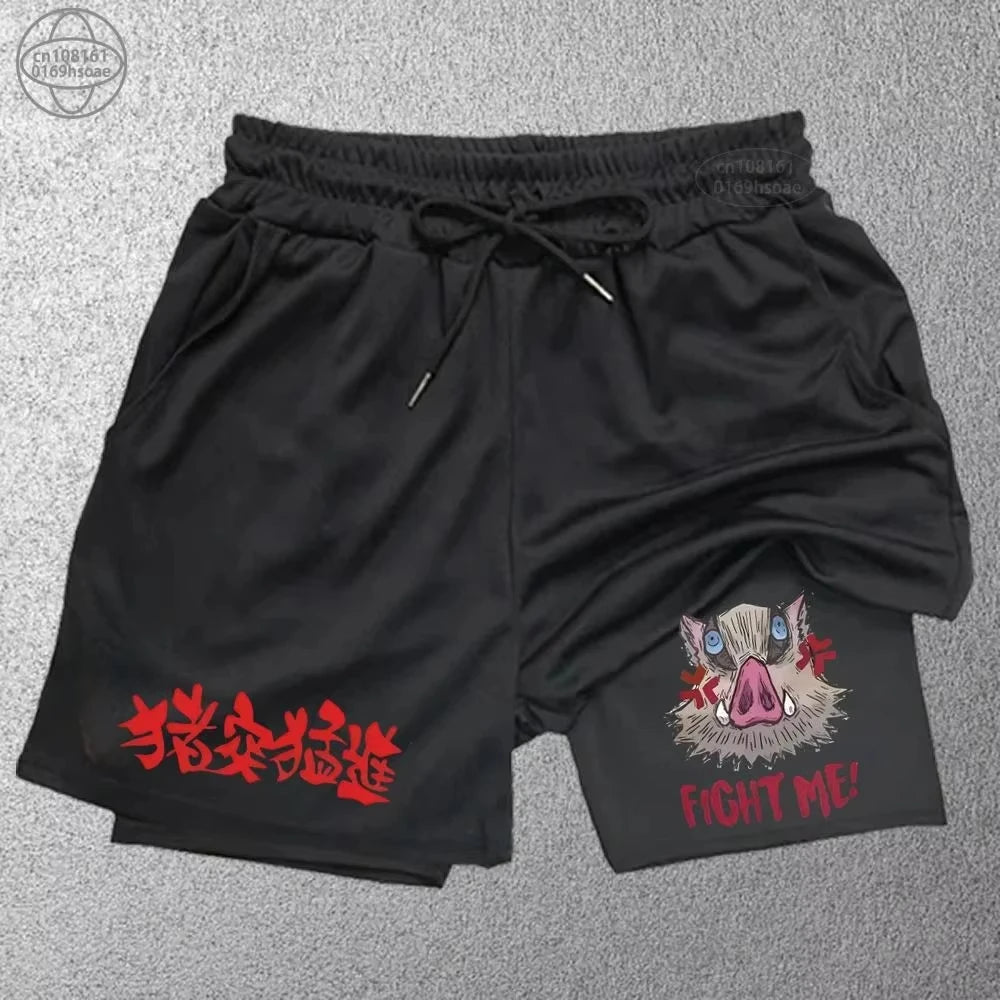 Demon Slayer 2-in-1 Quick Dry Gym Shorts
