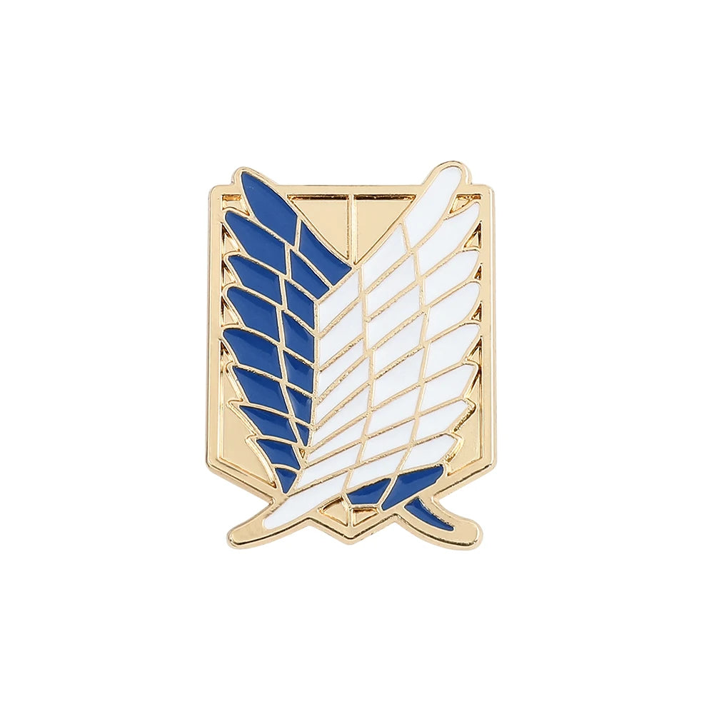 Japanese Anime Attack ON Titan Enamel Pin Eren Jaeger Mikasa Ackerman Jiyuu No Tsubasa Cartoon Brooch Lapel Badge Gift Wholesale